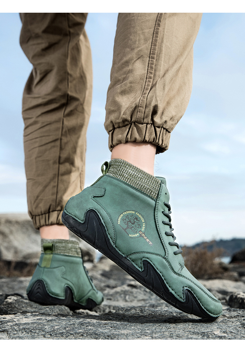 跨境爆款袜子口切尔西靴独立站大码男鞋高帮男士休闲鞋子马丁靴详情19