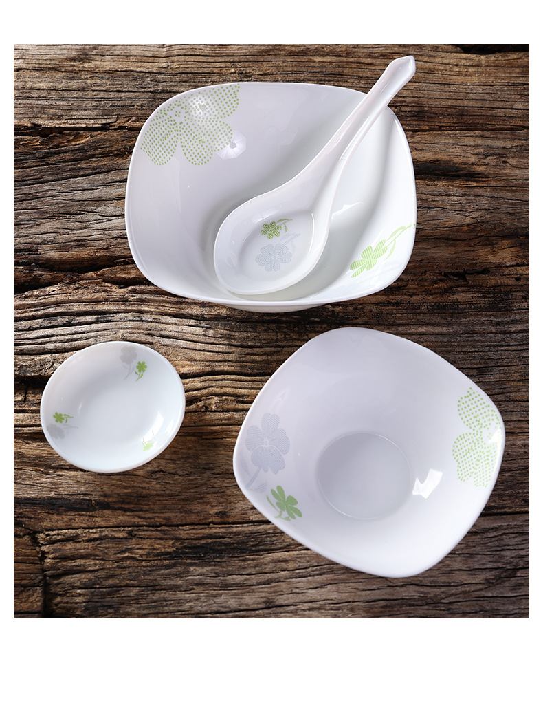 白玉玻璃瓷清雅世界翻方系列钢化玻璃翻边方盘方碗零毛孔易清餐具详情3