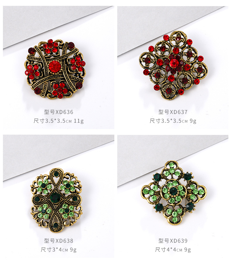 亚马逊时尚外贸卡装镶水钻胸针 合金水钻小别针胸花服饰 配饰批发详情19