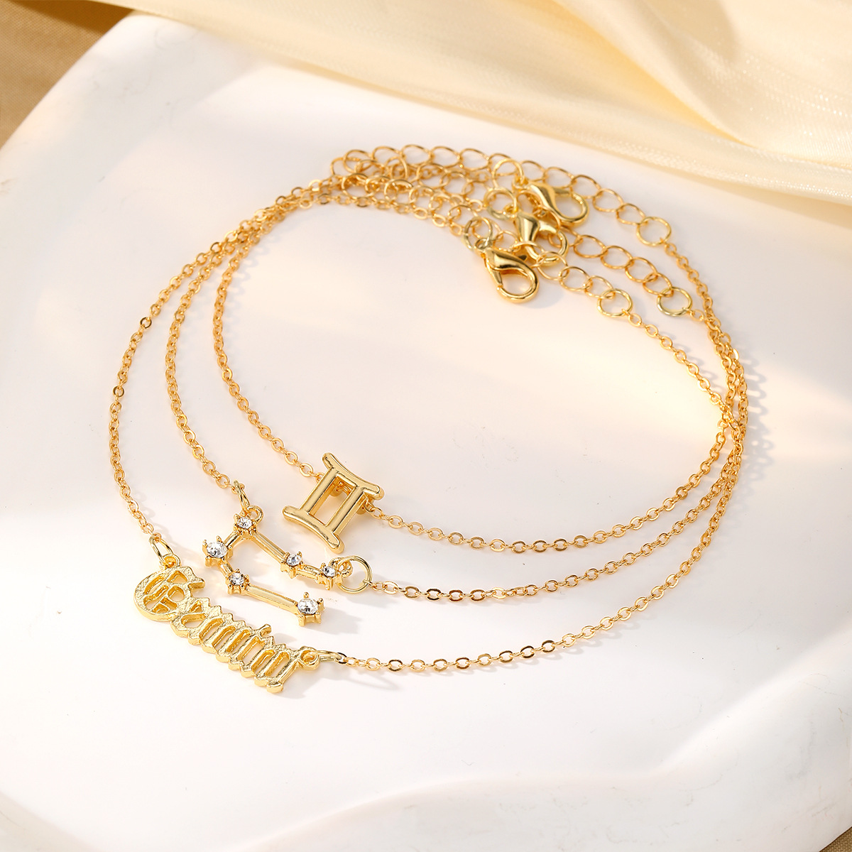 欧美爆款镶钻十二星座脚链套装女亚马逊跨境时尚卡片风高级感饰品详情31