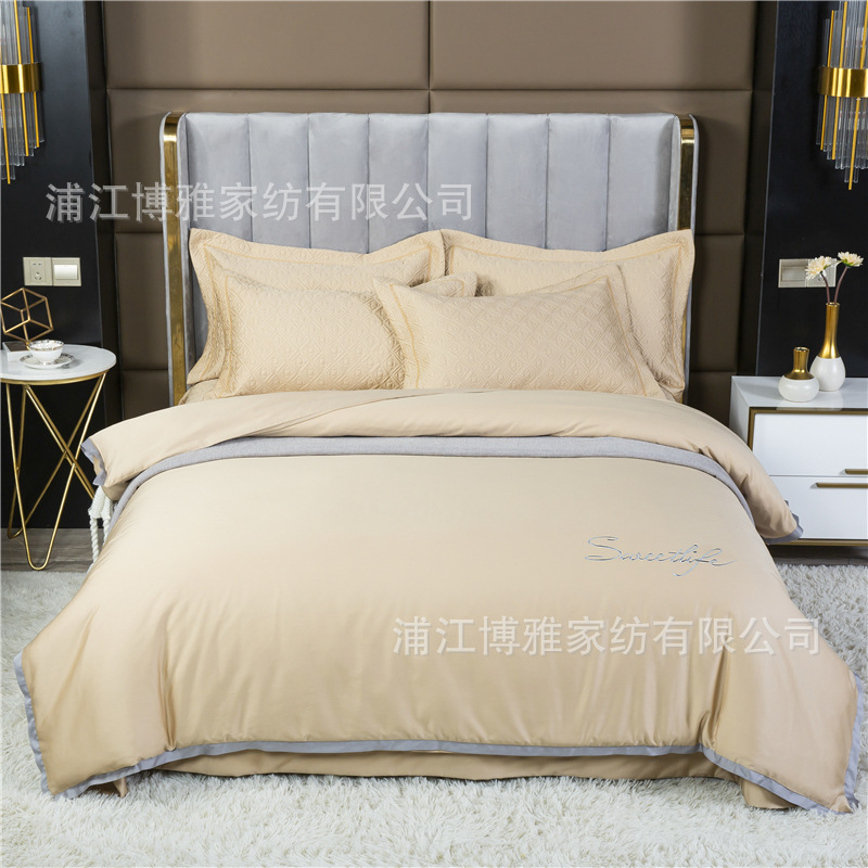 Wholesale of new light luxury 60s long-staple cotton bed cover three-piece set, quilted quilt with thickened cotton interlining, pure cotton bed cover pillowcase pic 23