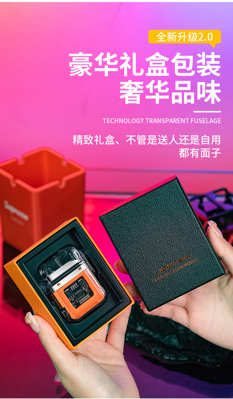 New charging dual-arc lighter, windproof lighting, transparent shell, sealed and waterproof, electronic pulse lighter as a souvenir pic 11