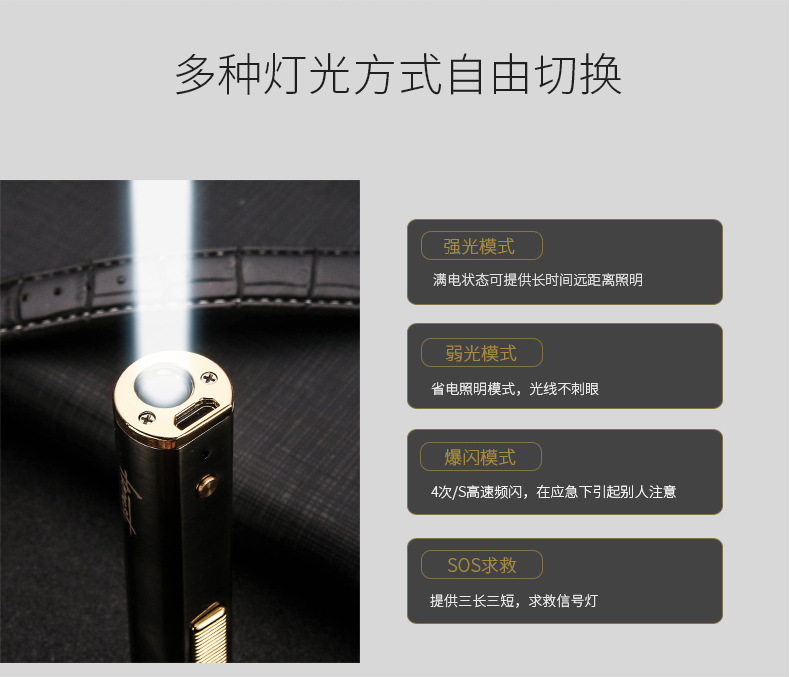 Personalized and creative cylindrical USB charging double-sided cigarette lighter with emergency lighting pic 12