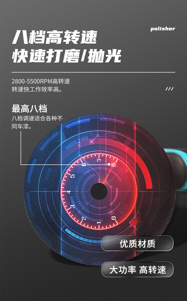 锂电打蜡机修复划痕打磨机无线小型家用偏心砂光机12V汽车抛光机详情10