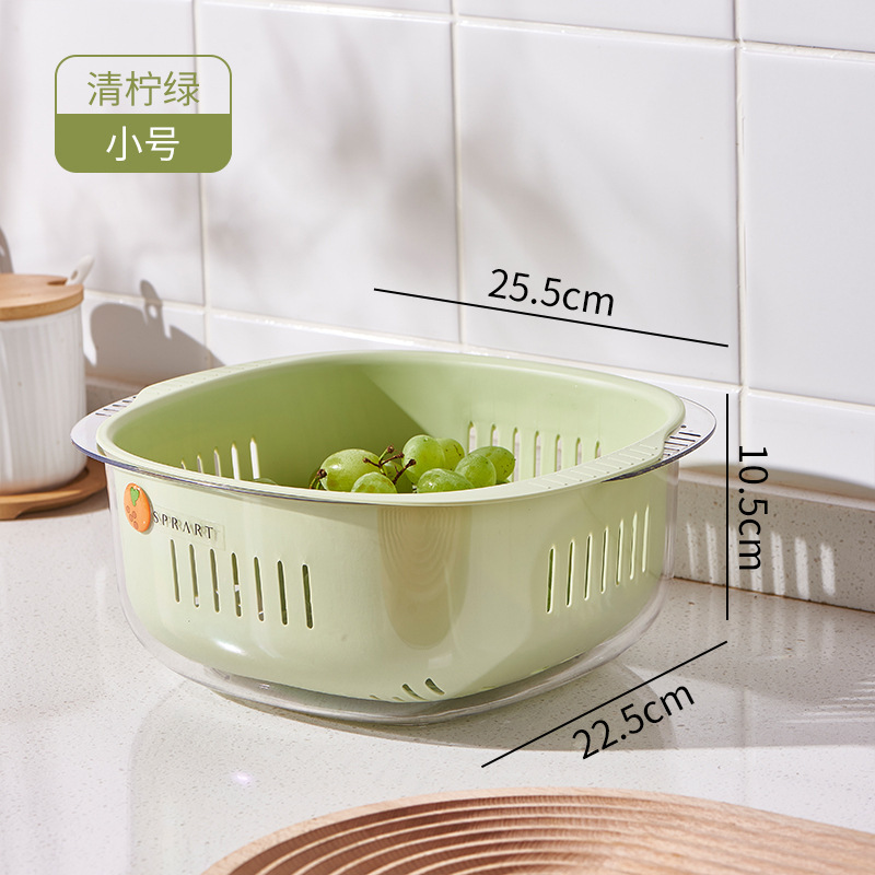 Double-layer draining basket, plastic vegetable washing basket, multi-functional kitchen and living room fruit and vegetable basket pic 2