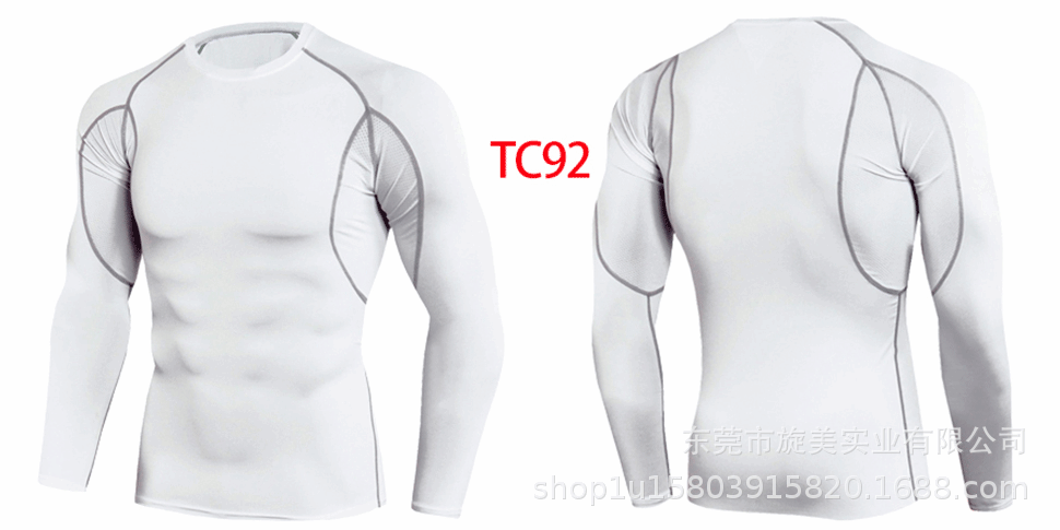 2024PRO健身修身男长袖户外运动高弹速干骑行训练薄款紧身高领T恤详情43