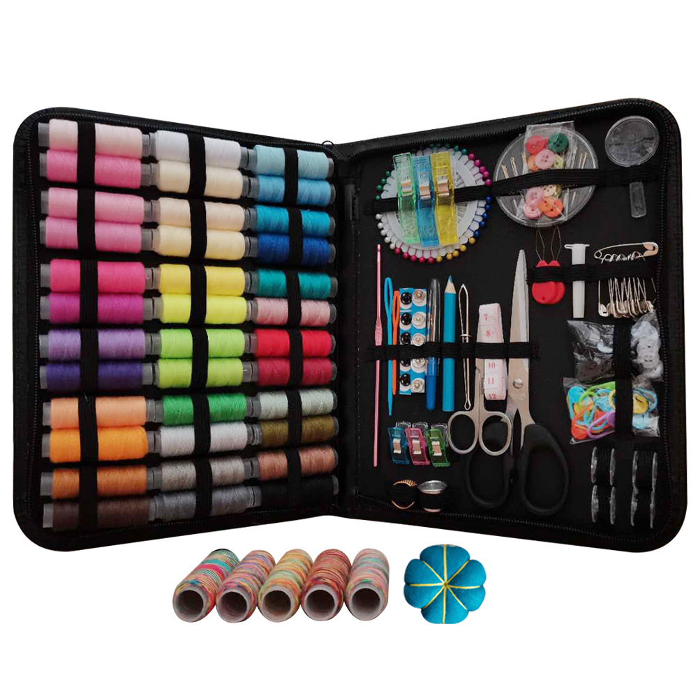 E-commerce 206-piece set of hand-stitched bag, black sewing bag, leather sewing bag, portable sewing set pic 3