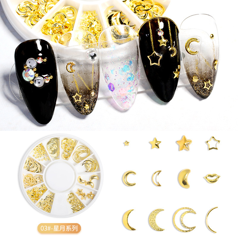 New Instagne-style star and moon nail stickers, Japanese and Korean waterproof and long-lasting gold-embossed 3d nail stickers and nail decals pic 10