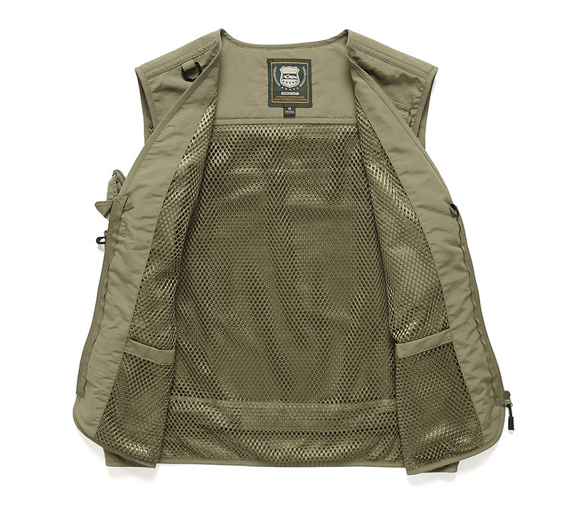 工装跨境透气坎肩马甲定制男士摄影多口袋钓鱼安全反光背心印logo详情11