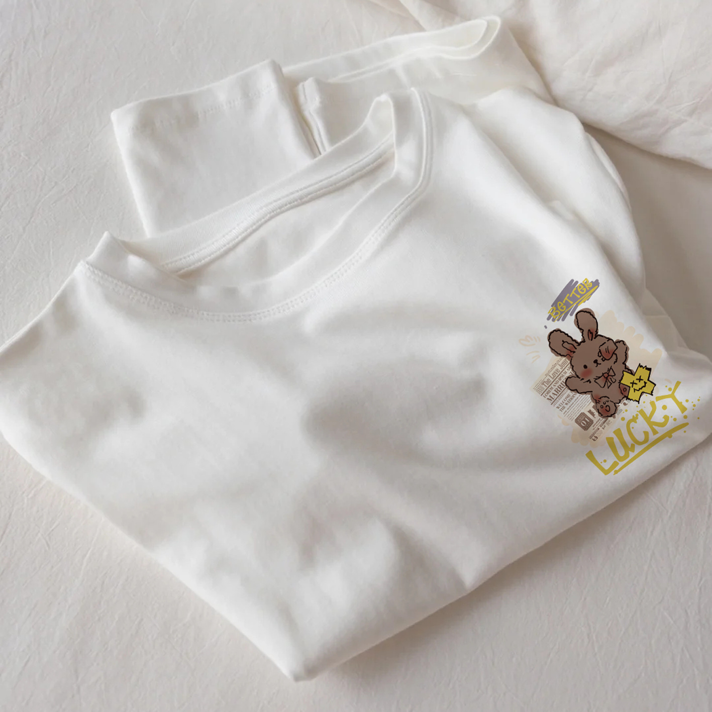 t恤女装短袖夏季小众印花正肩圆领简约品质重磅不透纯棉白色上衣详情18