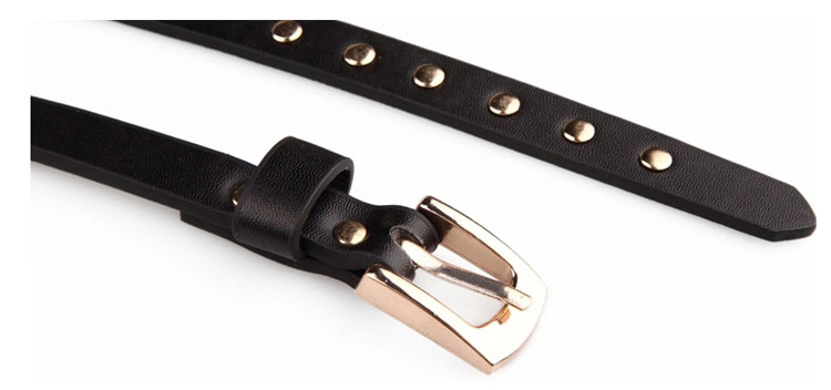 Comercio exterior europa y américa moda punk negro extra largo alrededor de dos anillos de remaches mujeres cintura fina cinturón de estilo fino de las mujeres pic 19