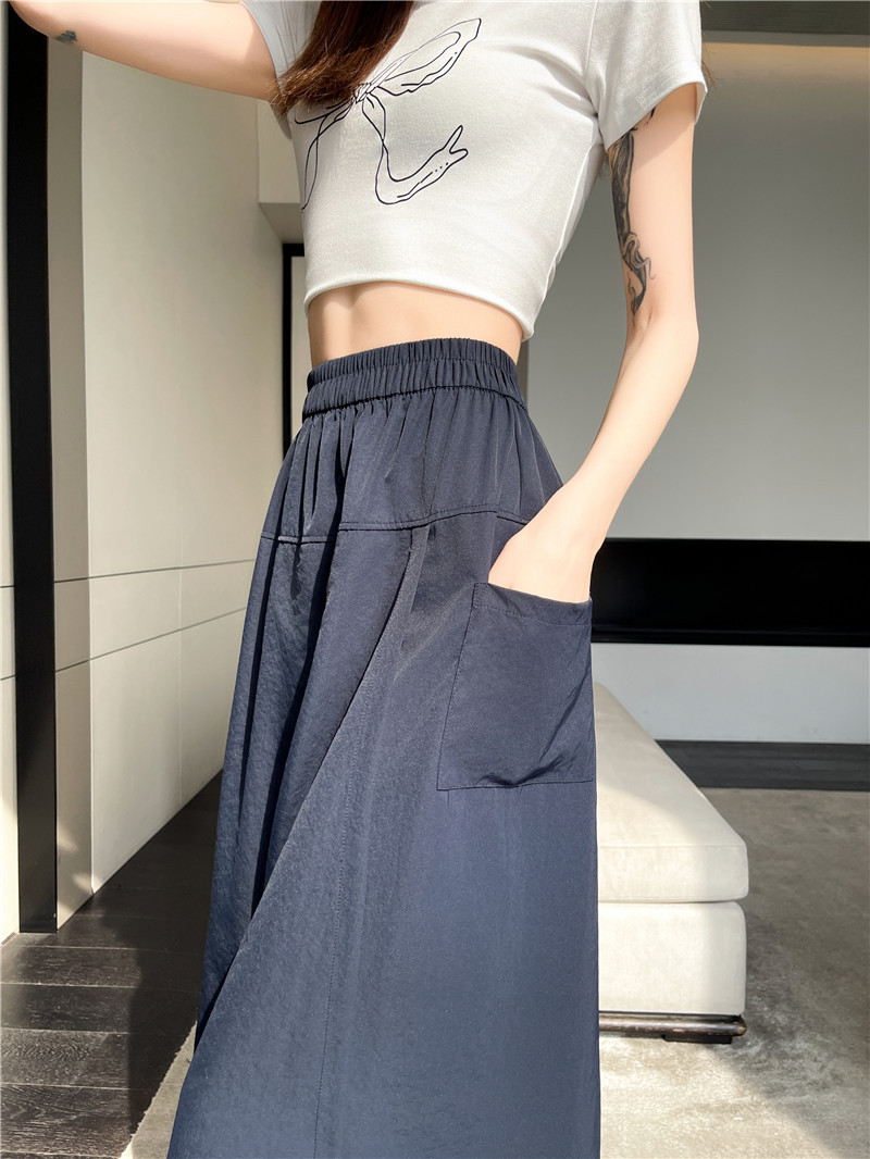 藏青工装裙裤女夏季2024新款山本裤裙半身裙七分阔腿裤子 pic 6