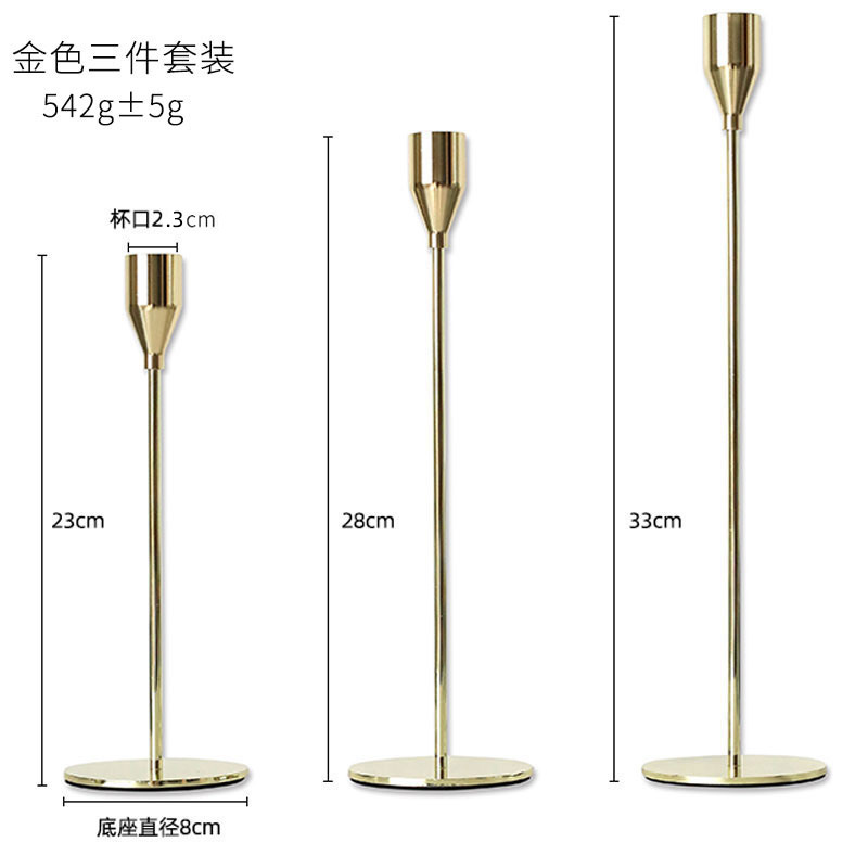 Cross-border best-selling candlesticks, iron candlestick sets of three, European-style candlesticks, candlelight dinner candle holders, ornaments, candle tools pic 3