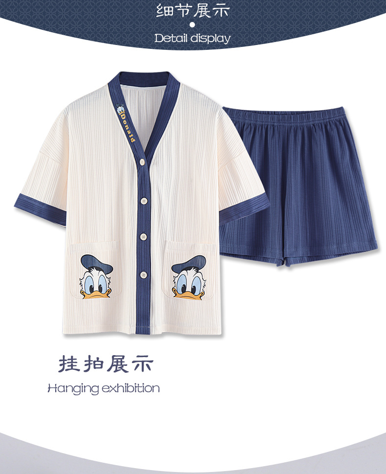 Pijamas mujeres verano algodón manga corta lindo menos mujeres verano fino casero 2022 nuevo cardigan con cuello en V pic 4