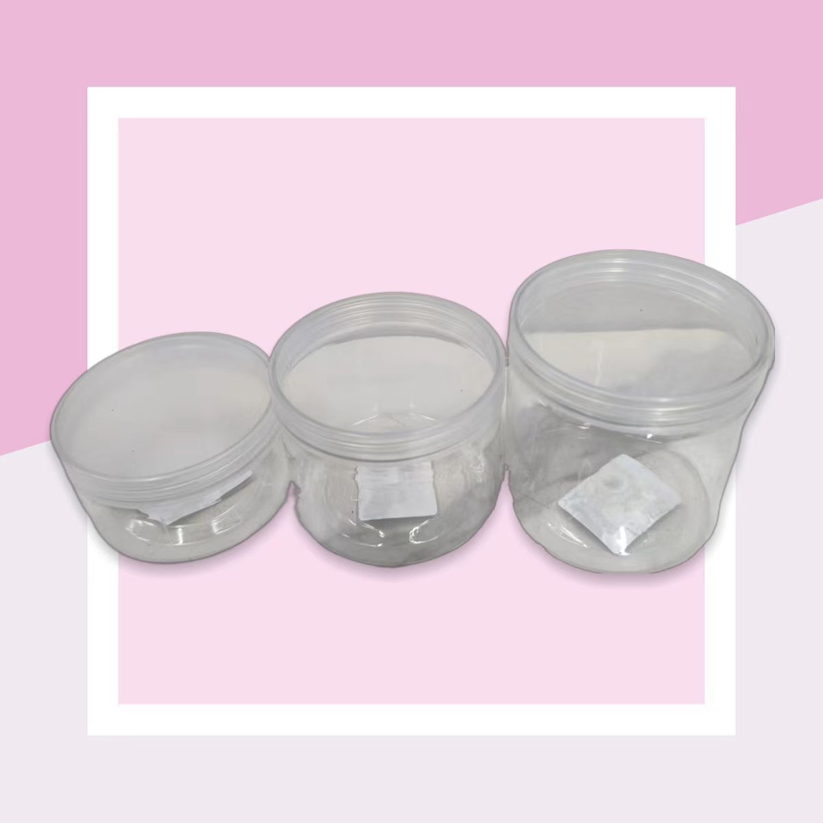 New transparent pet material transparent cans with transparent LIDS, hair bands, and candy packaging are available for wholesale in stock pic 2