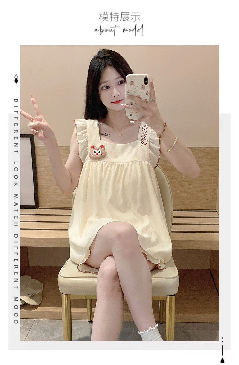 睡衣女夏季云朵棉甜美可爱风短裤吊带带胸垫两件套可外穿家居服女详情20