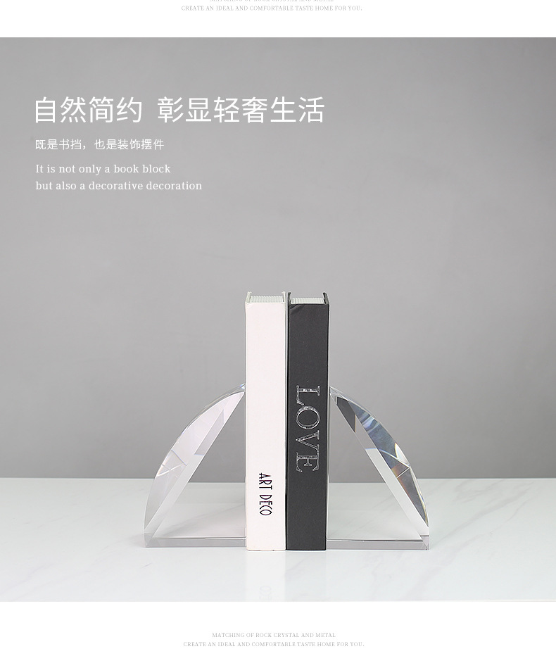 Modern, simple, transparent geometric semi-fan-shaped crystal bookshelves, bookcases, model room office decorative items pic 21