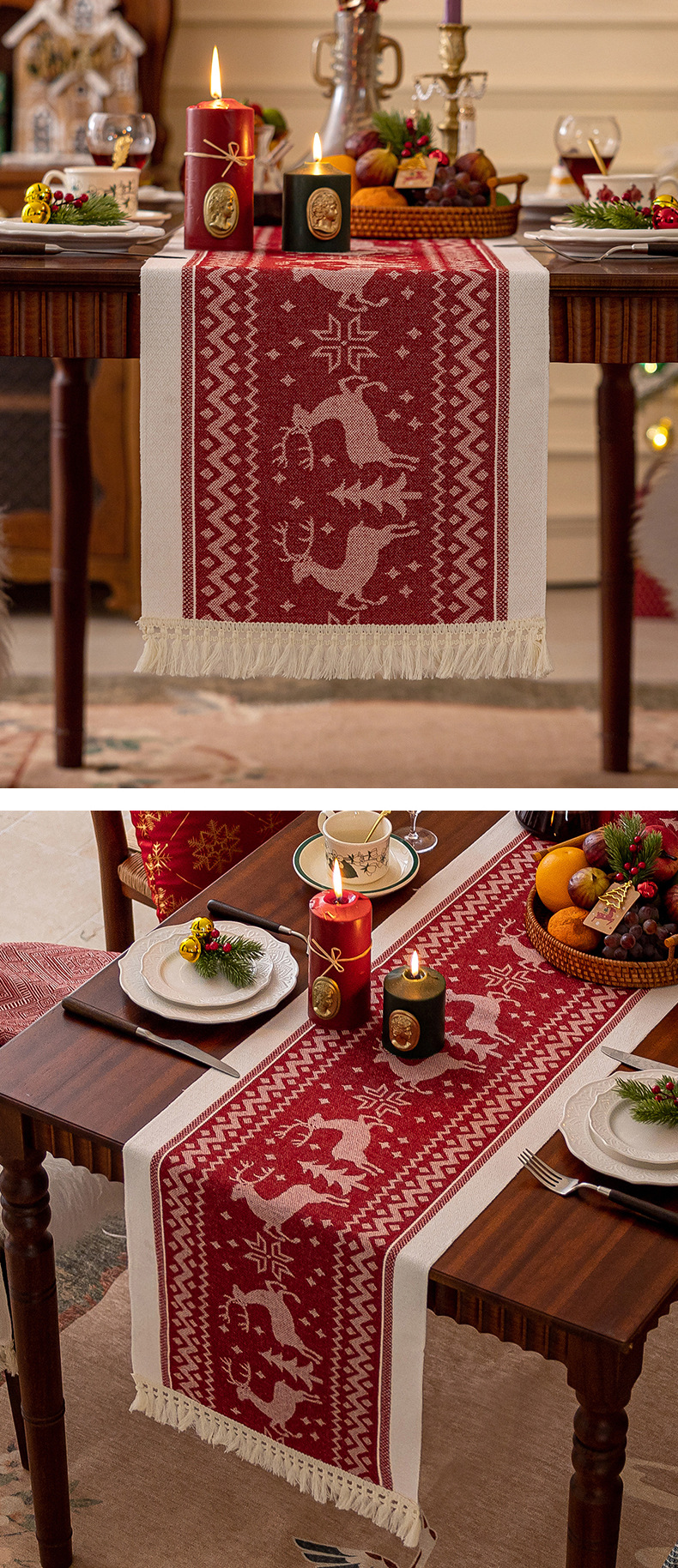 酷幸 跨境热销棉麻提花防水桌旗加厚家用北欧现代简约大方复古高级感长条布流苏茶桌旗批发代发详情29