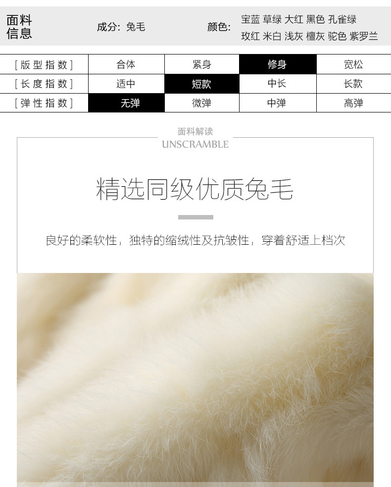 Export trade, one-piece consignment of real rabbit fur coats for women, short style, new Korean style, slimming fur wholesale pic 2