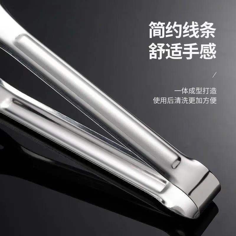 Three-line stainless steel food tongs, kitchen self-service integrated bread tongs, high-temperature resistant and scald proof barbecue tongs pic 7