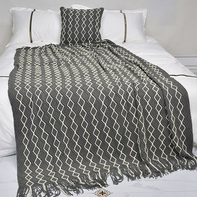 Bed cover, knitted blanket, tassel, sofa cover blanket, bed end blanket, nap blanket, air conditioning blanket, cover blanket, lap blanket, leisure blanket pic 11