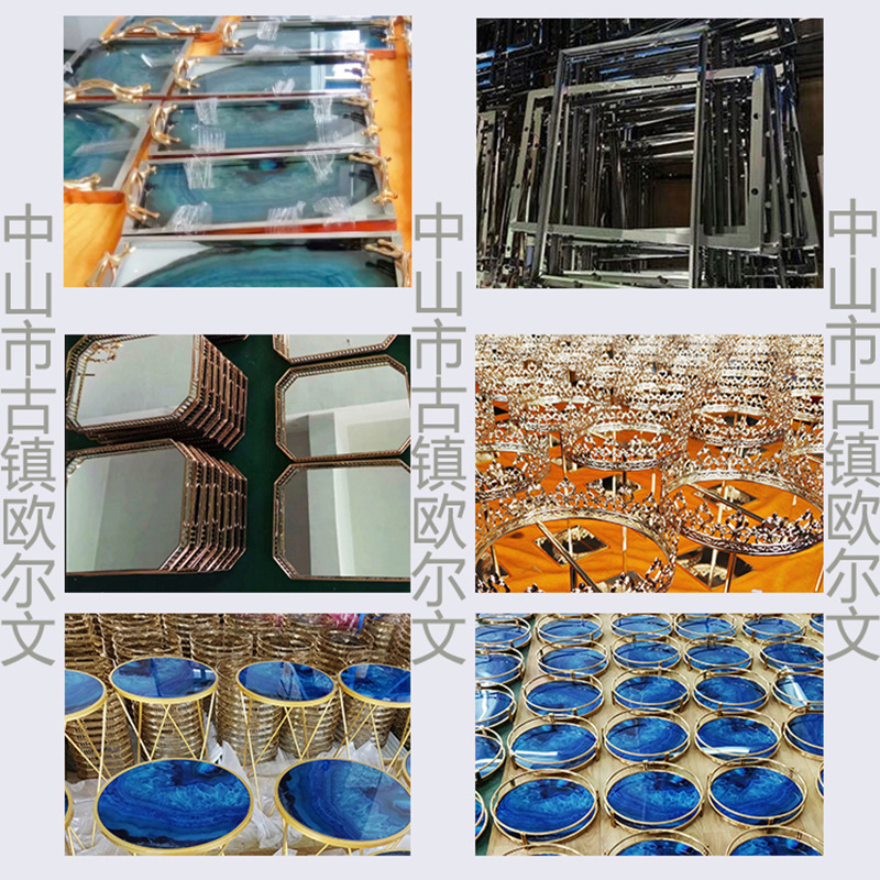 厂家简约纯铜蓝玛瑙收纳圆形茶托盘样板房家居餐厅摆件金属工艺品详情6