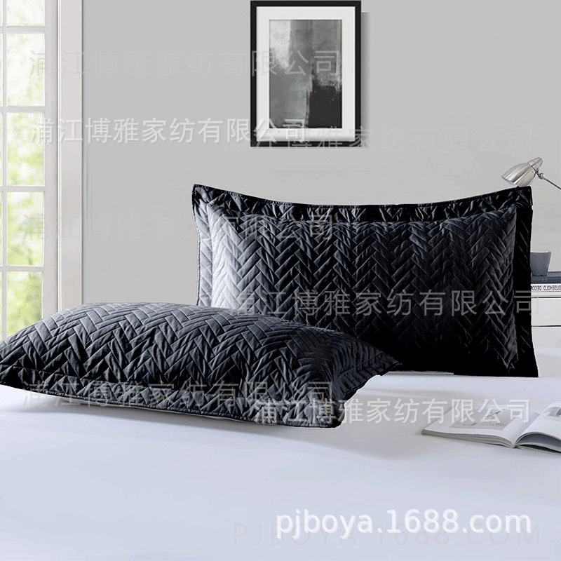 Boya Wholesale Fleece 3D ultrasonic Spring and Summer plain pillowcase, embossed cotton fabric embroidered washed quilt, pillowcase quilting pic 24