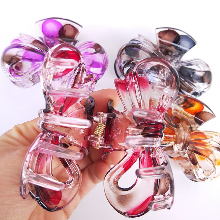 2-yuan store grab clips, plastic bow grab clips, grab handles, fashionable and high-quality hair grips, colorful hair clips, 2-yuan supply pic 3