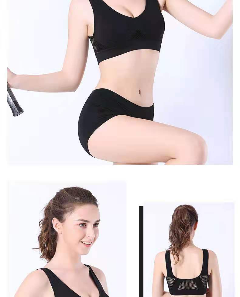 Sujetador deportivo rejilla calado respiratorio sujetador deportivo cross border tallas más grandes yoga running fitness ropa interior deportiva pic 16