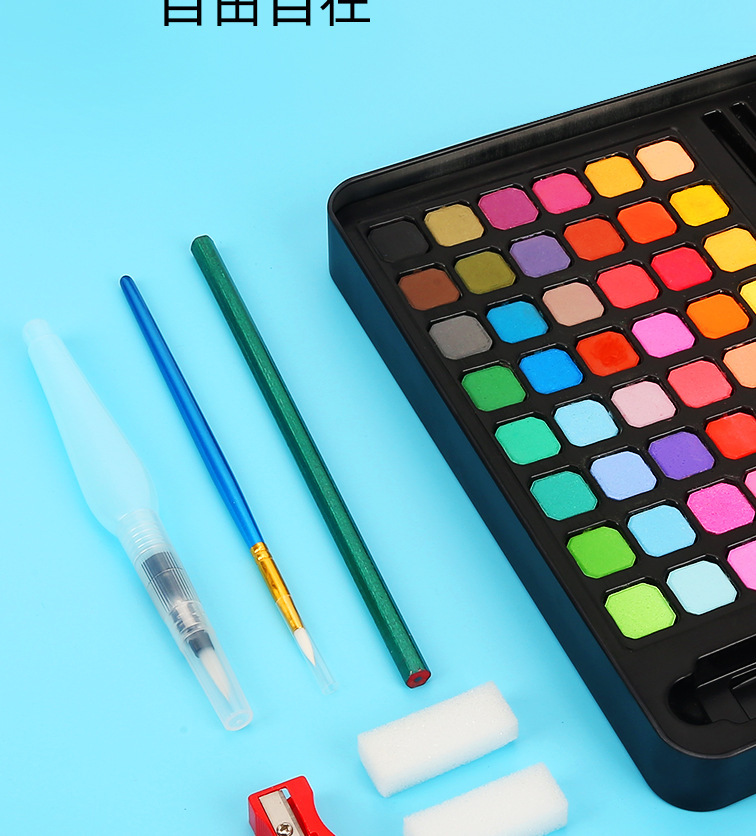 马格利特固体水彩跨境批发颜料绘画水粉入门全套便携粉饼手绘彩绘详情20