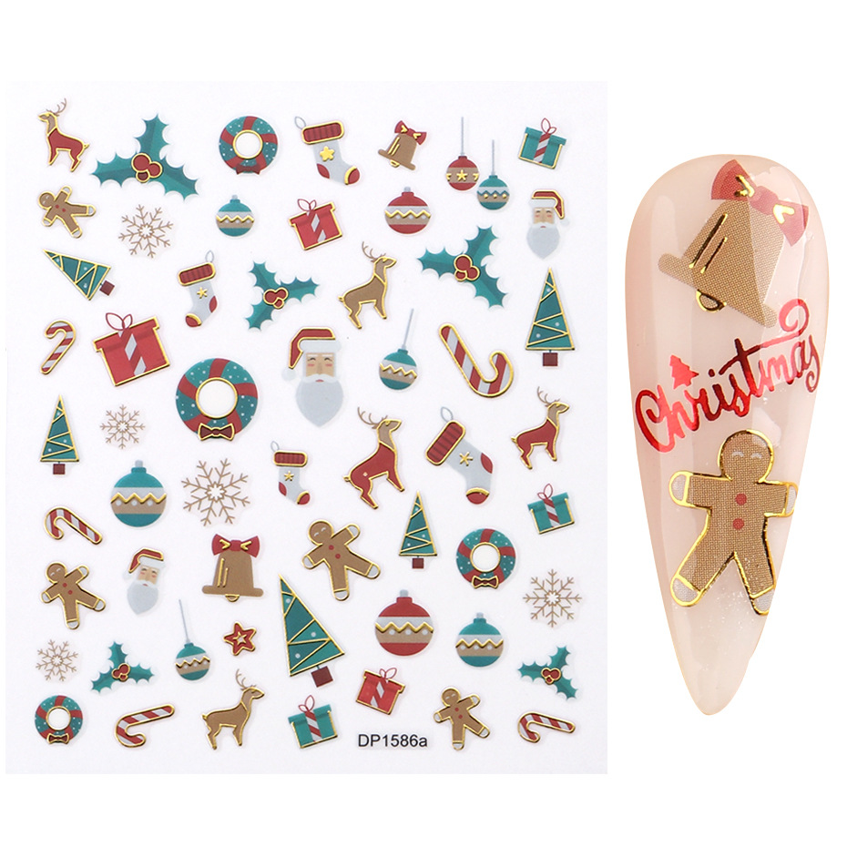 Cross-border new Christmas nail stickers Snowman elk Cookies Human self-adhesive nail stickers Mixed nail stickers shanilak pic 12