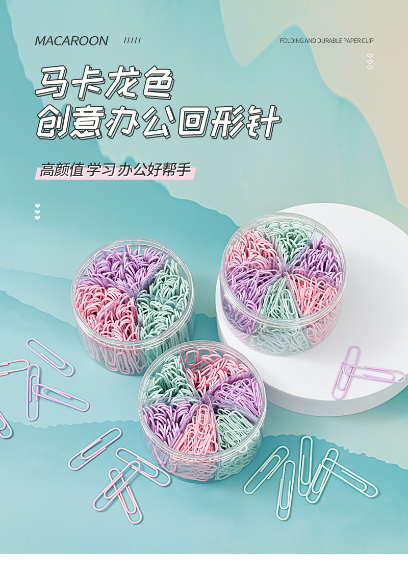 Cross-border bulk large-capacity color paper clips, large and small paper clips wholesale, data storage pins pic 4