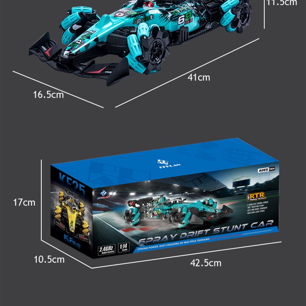 跨境抖音手势感应遥控赛车F1方程喷雾特技车RC漂移四驱越野 玩具详情19