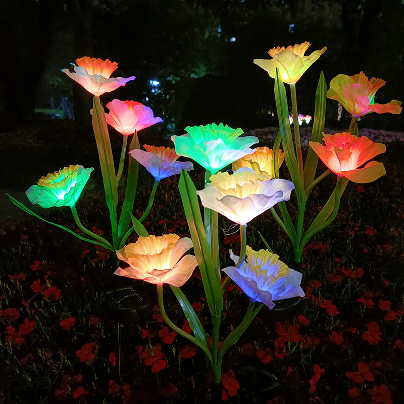 新款户外庭院花园装饰仿真花LED地插灯草坪插地灯太阳能水仙花灯详情7