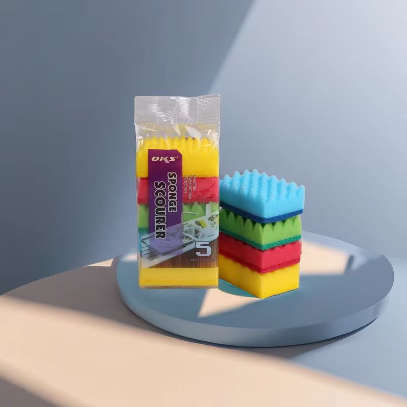 Factory wholesale high-density impregnated and sand-containing double-sided dishwashing sponges, cleaning sponges, sponge blocks, sponge scouring pads, OKS pic 4