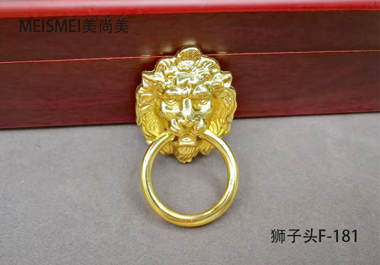 Decorative door knocker with animal head, old-fashioned animal head, retro lion head door knocker, blue and red ancient copper handle, Chinese qilin from the Ming and Qing dynasties pic 15