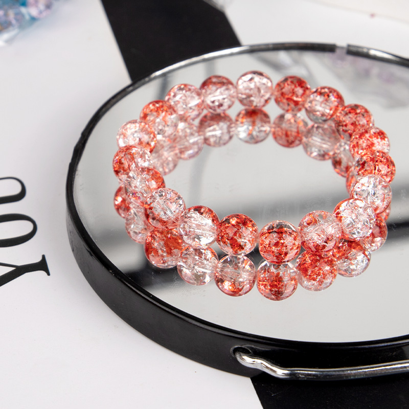 爆款玉碎爆花圆珠玻璃手链男女简约双色冰碎爆花闪透手串配饰批发详情18