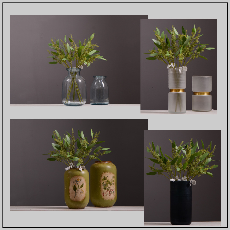 Dongli Flower Industry Decoration Green Nordic Home Artificial Flower Plants Wholesale Flower arrangement materials Artificial leaves, small branches with fruits eucalyptus leaves pic 2