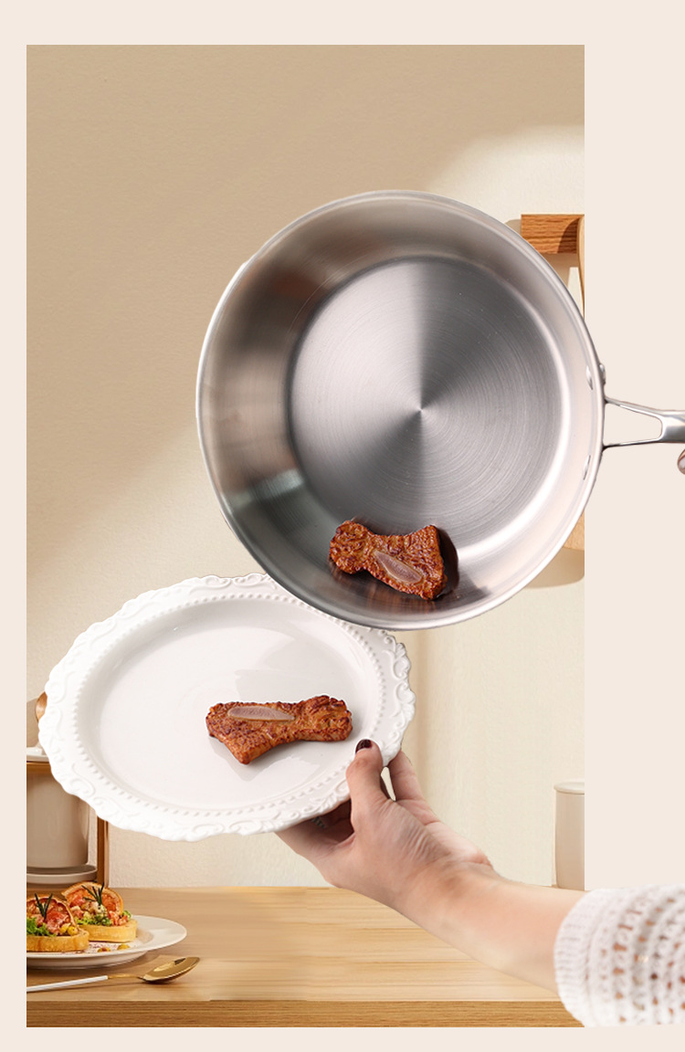 304 Three-layer steel frying pan, household safety, non-coated and non-stick, steak and egg frying pan, household flat pan, universal stove pic 6