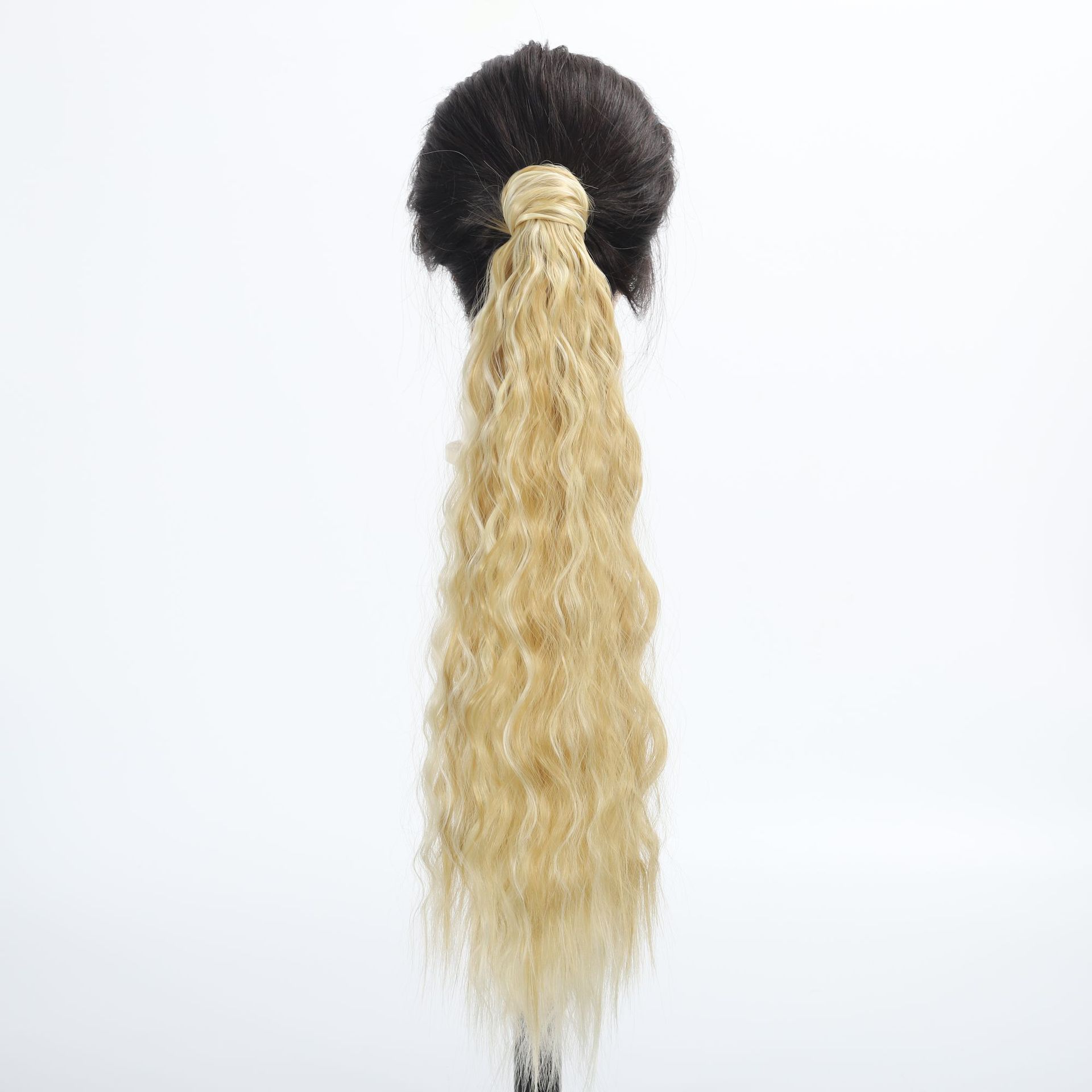 工厂批发化纤假发绑带魔术贴curly辫子马尾玉米须velcro ponytail详情7