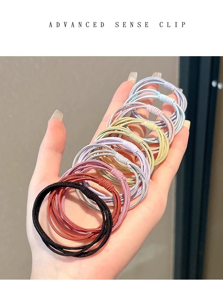 A high-end and elegant high ponytail hair tie, a simple hair band, a brown high-elasticity and durable rubber band hair accessory pic 19