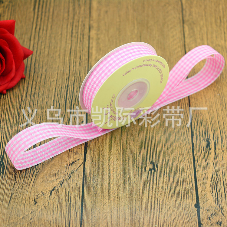 Wholesale of checkered fabric tape, printed with gold and silver foil stamping, baking packaging ribbons, clothing accessories and webbing manufacturers pic 6
