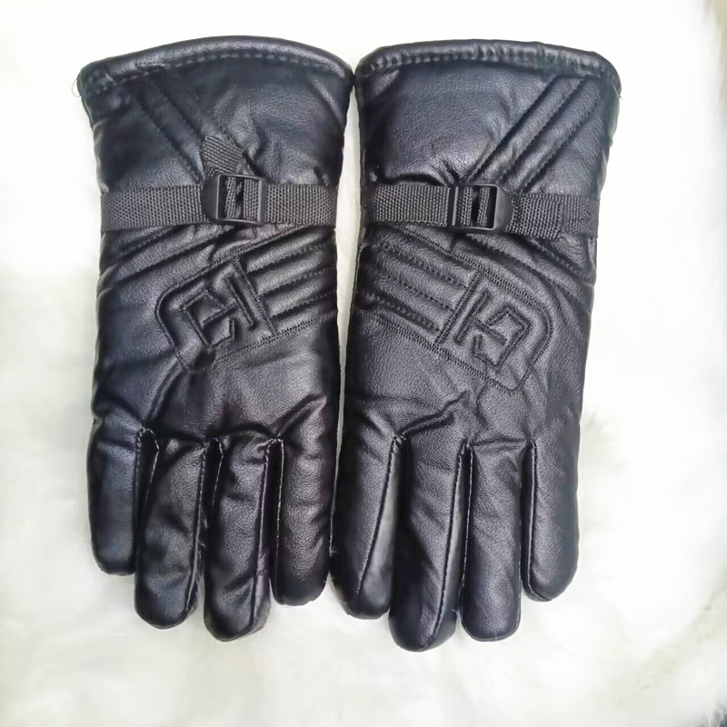 跨境加长摩托车保暖皮手套男士加厚加绒骑行防滑手套详情15