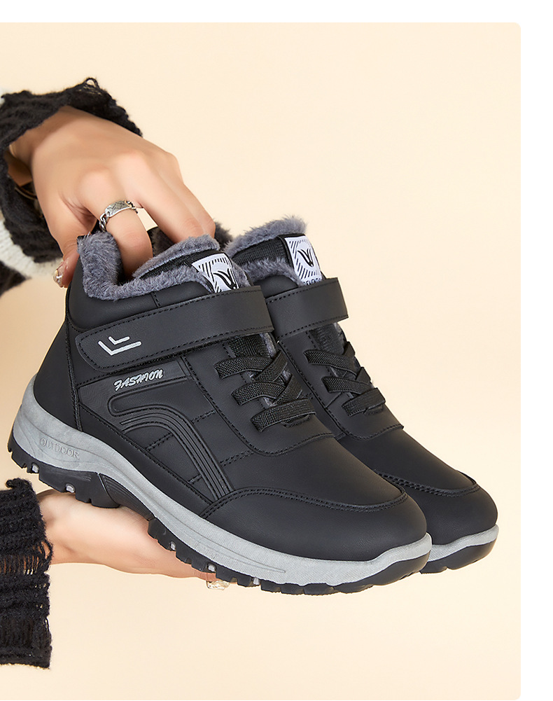 一件代发女士登山鞋雪地靴冬季新款棉鞋加绒加厚高帮老人鞋棉靴女详情17
