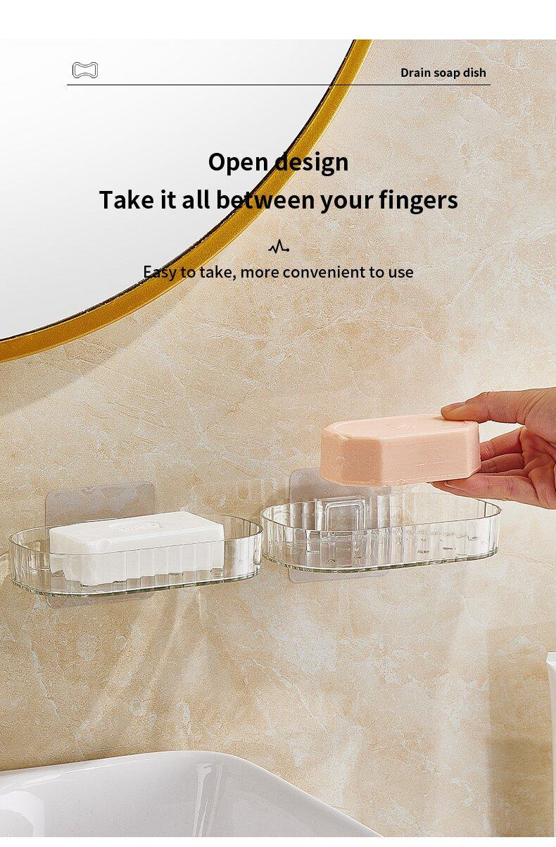 Transparent and simple PET high-quality, seamless soap box, non-punching, water-draining soap box rack, bathroom storage and storage, moisture-proof soap box tray pic 24
