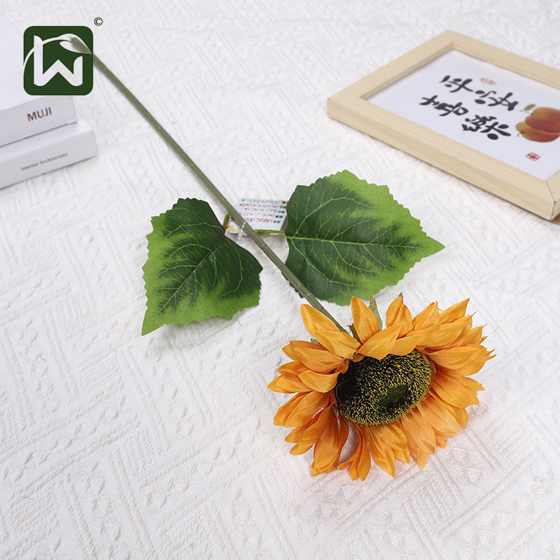 【】 New faux flower single sunflower, retro oil painting sunflower, home living room decoration, suitable for photography pic 18