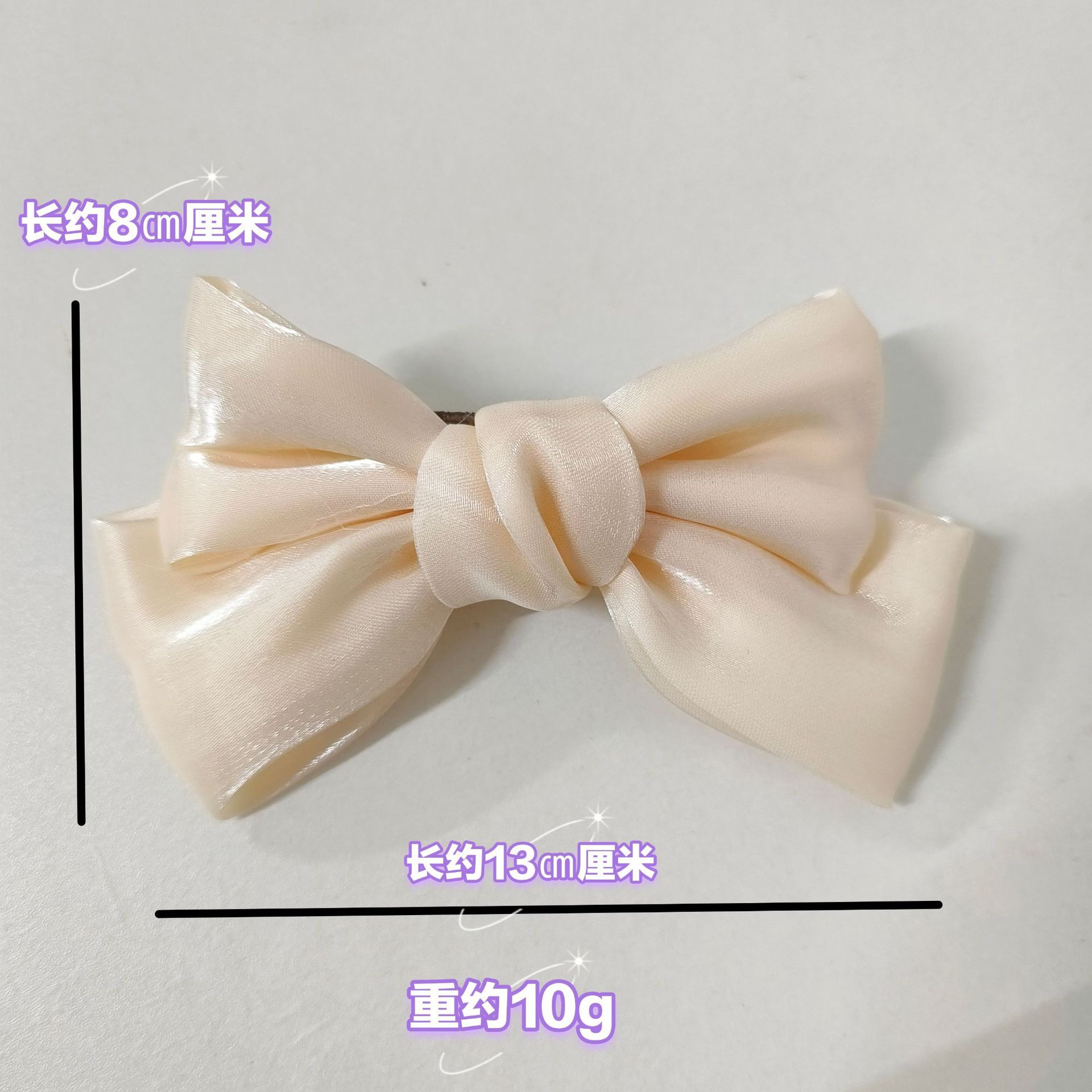 超仙人鱼姬蝴蝶结珠光缎面蝴蝶结发夹13cm儿童发夹后脑勺森系顶夹详情5