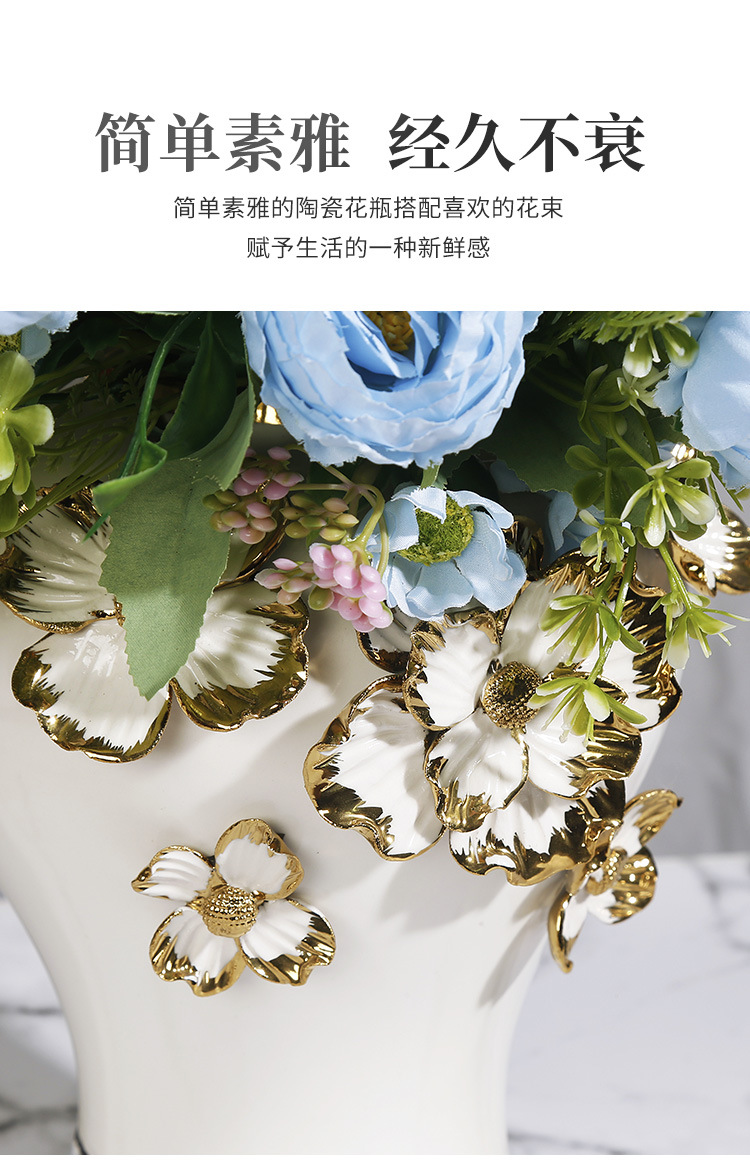 New ceramic electroplated decal golden general jar, European-style flower arrangement vase, handicraft display item, decorative storage jar pic 5