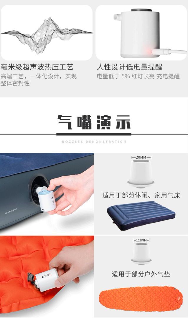 Portable air pump for outdoor camping, mini dual-purpose lighting, campsite lamp, air cushion, electric pump, essential for camping, and other outdoor supplies pic 8