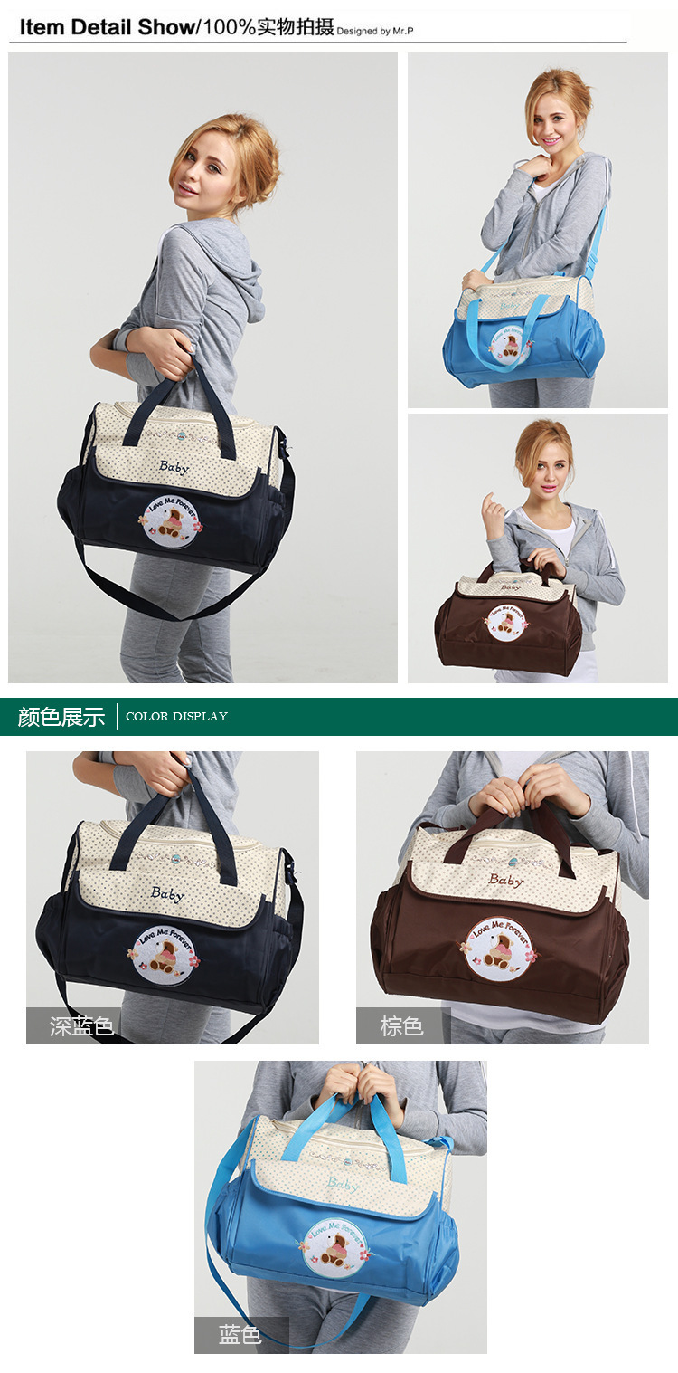 Mom Bag Five-piece set, multi-functional, large-capacity, fashionable, waterproof cartoon single-shoulder crossbody bag, Mom Bag wholesale pic 4